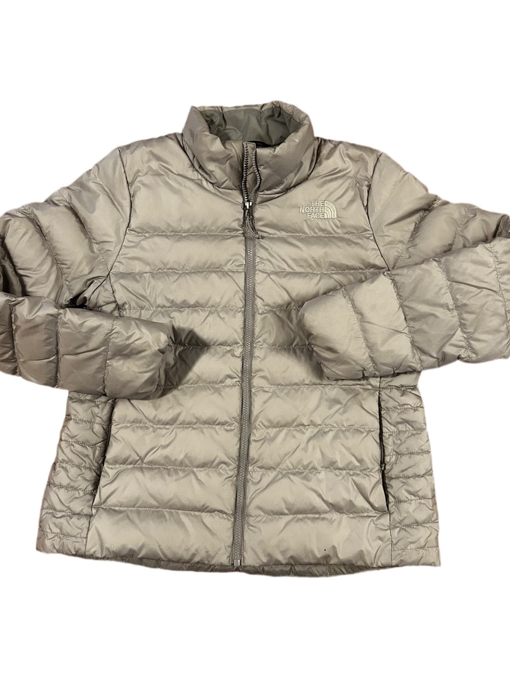The North Face Taupe/Beige Quilted Down Puffer Jacket